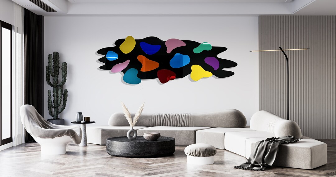 Oversized Multicolor Wall Art / Mirrored Acrylic Art/ Wall Art Etsy