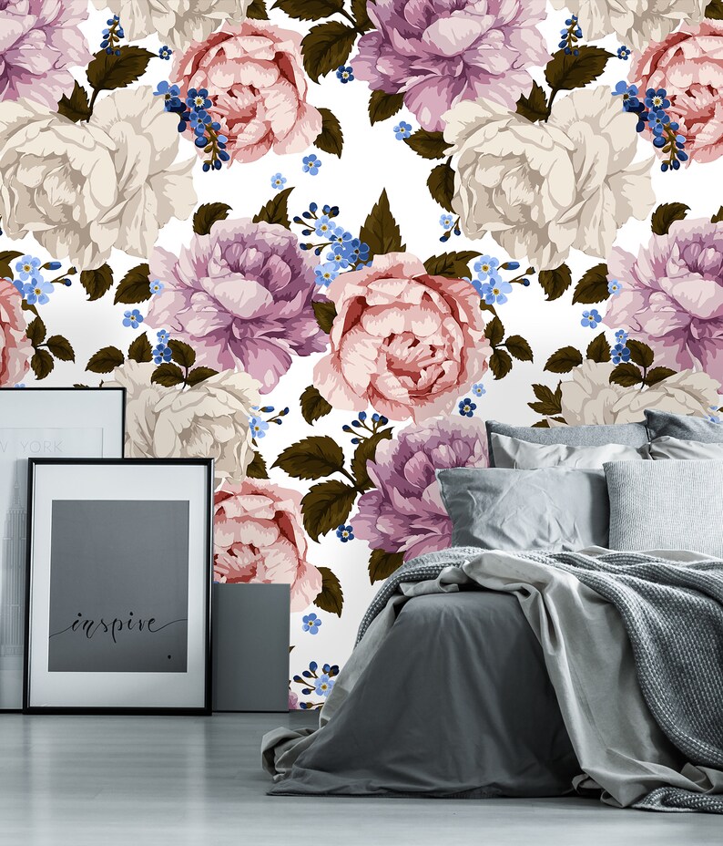 Removable Wallpaper Self Adhesive Wallpaper Giant Peonies 22 Etsy