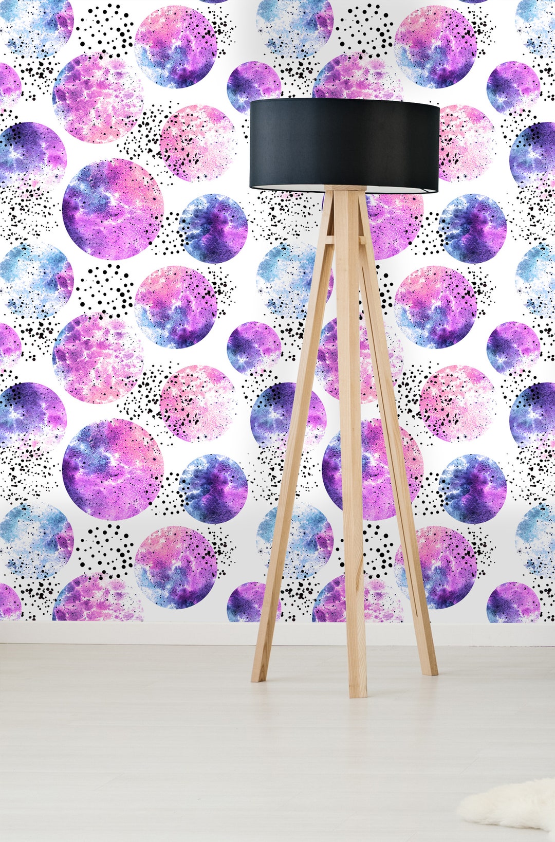 Removable Wallpaper Self Adhesive Wallpaper Purple Watercolor Etsy
