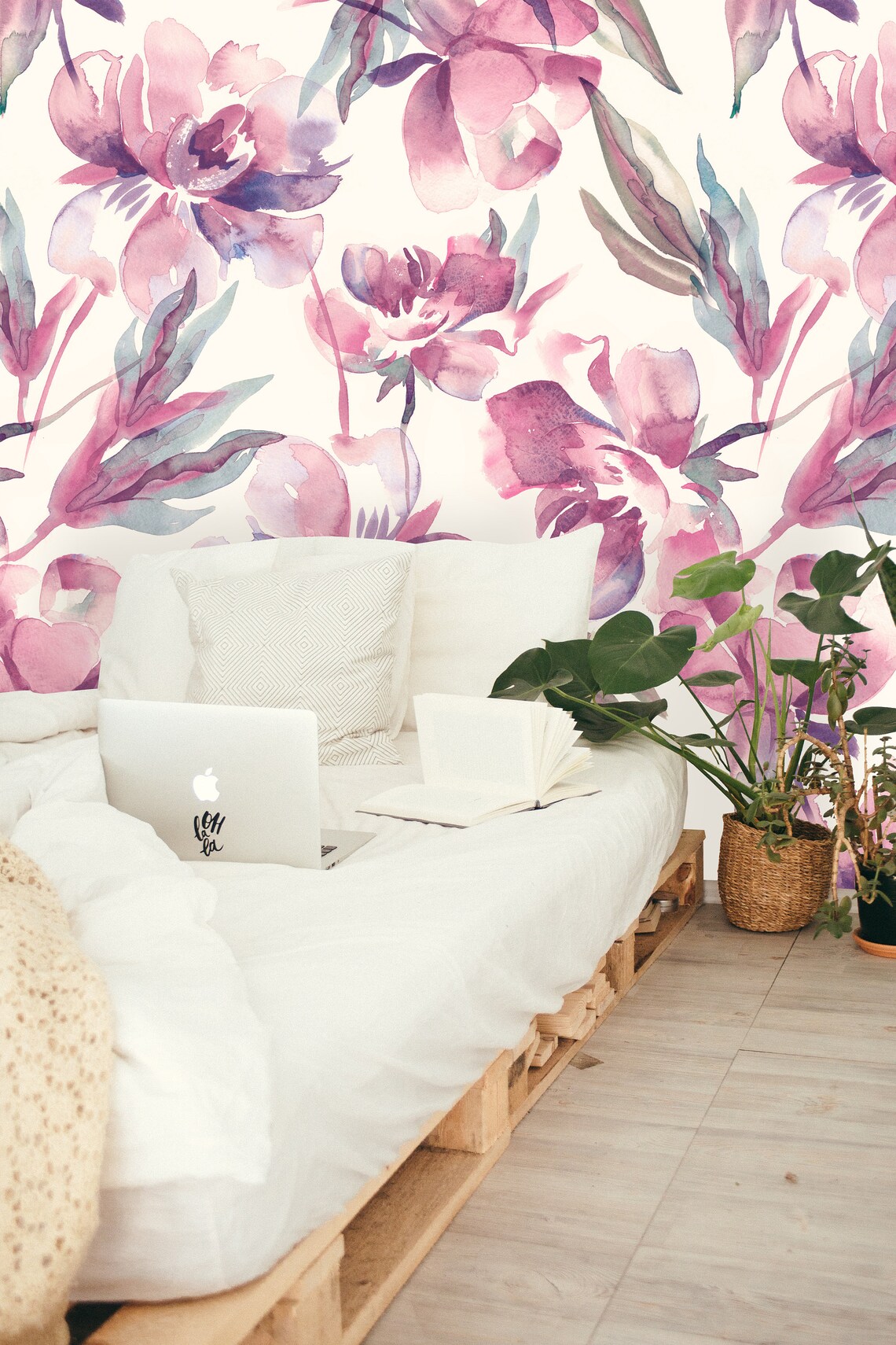 Removable Wallpaper Blush Pink Watercolor Peony Peel & Stick Etsy