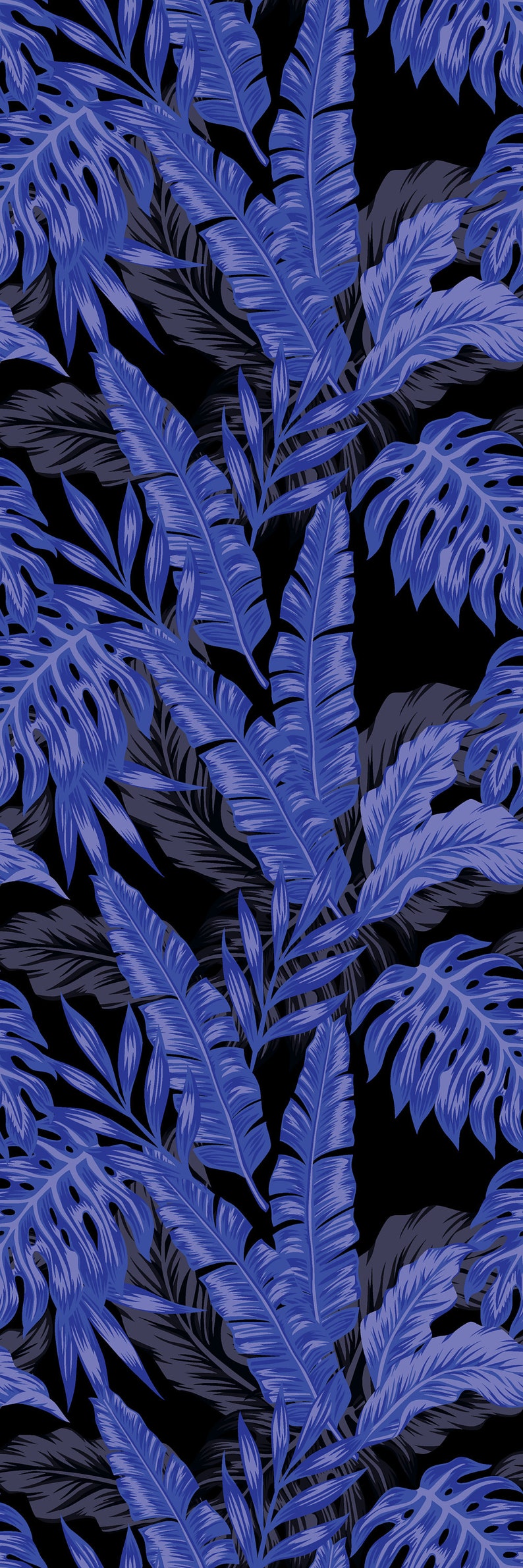 Removable Wallpaper Self Adhesive Wallpaper Purple Tropical Leaves on Black Background Peel /& Stick Wallpaper