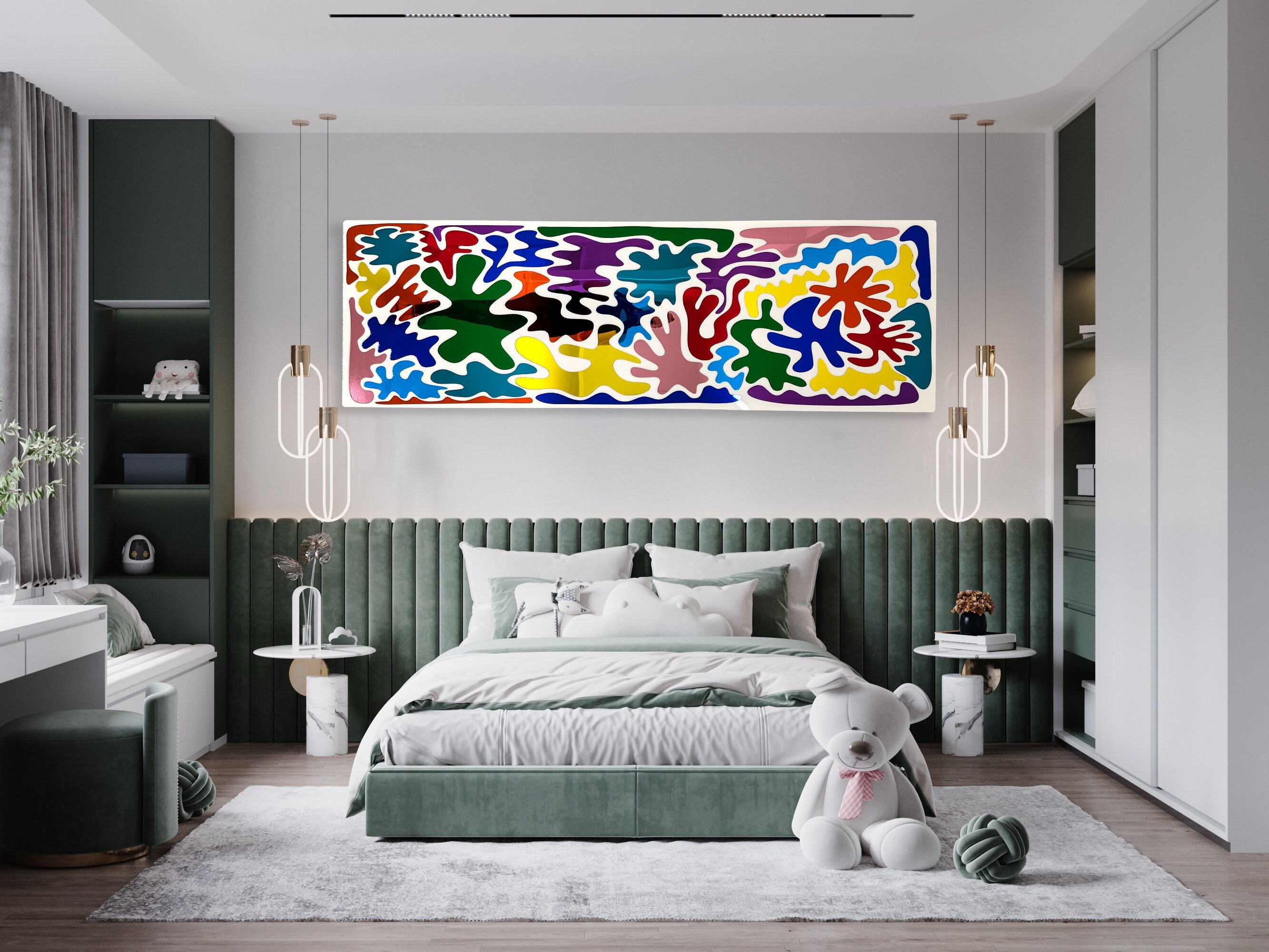 Pop Art, Oversized Multicolor Art, Mirrored Acrylic Art, Wall Art, Wall Sculpture, Matisse Art, Parametric Artwork, Living Room Art