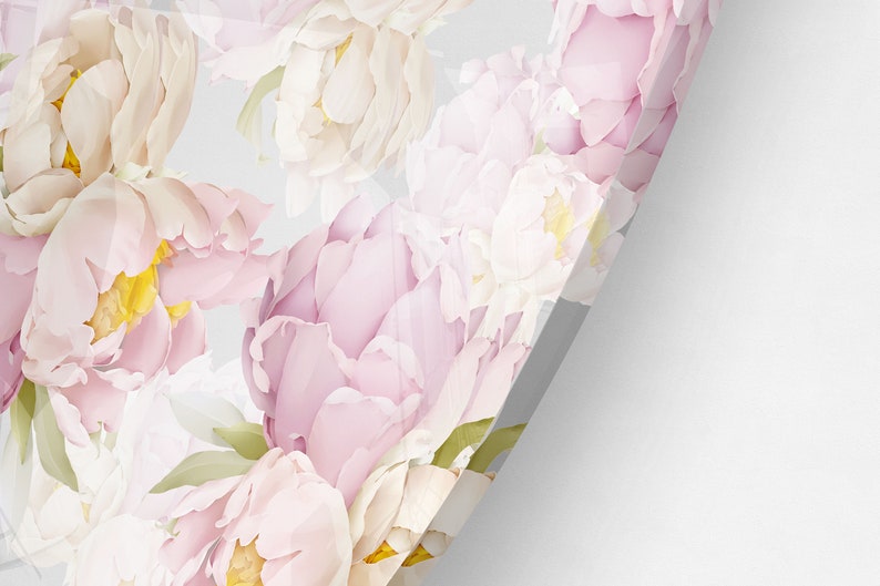 Pastel Colors Peonies, Modern Floral Mural, Modern Wall Art, Mirror Art