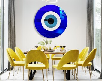 Blue Evil Eye Charm Mirrored Acrylic Art Wall Art Mirror Wall Decor Modern Art Abstract Wall Decor Turkish Evil Eye