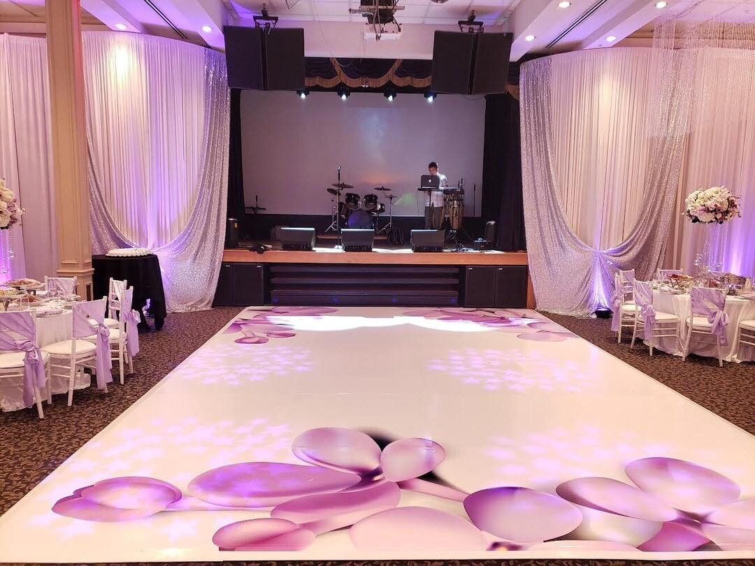 High Gloss Vinyl Selfadhesive Dance Floor Wrap Lovely Purple Flowers