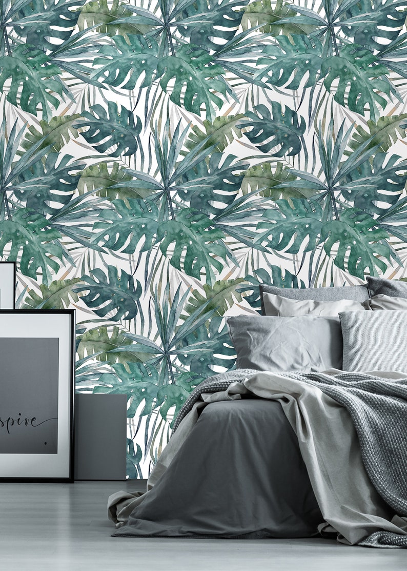 Removable Wallpaper Self Adhesive Wallpaper Vintage Green Palm - Etsy