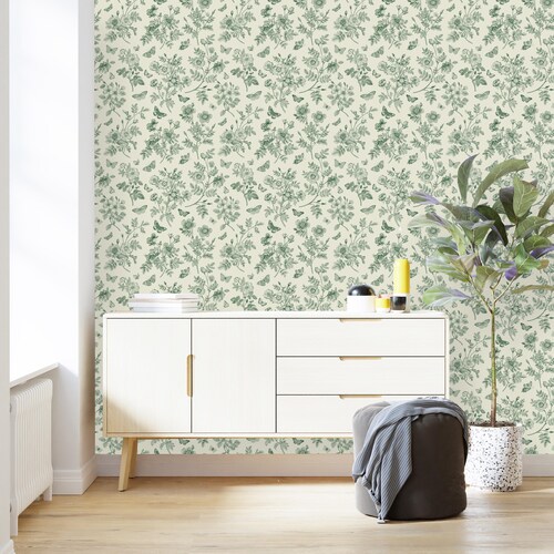 Voetzool getuigenis importeren Removable Wallpaper Self Adhesive Wallpaper Green Floral - Etsy