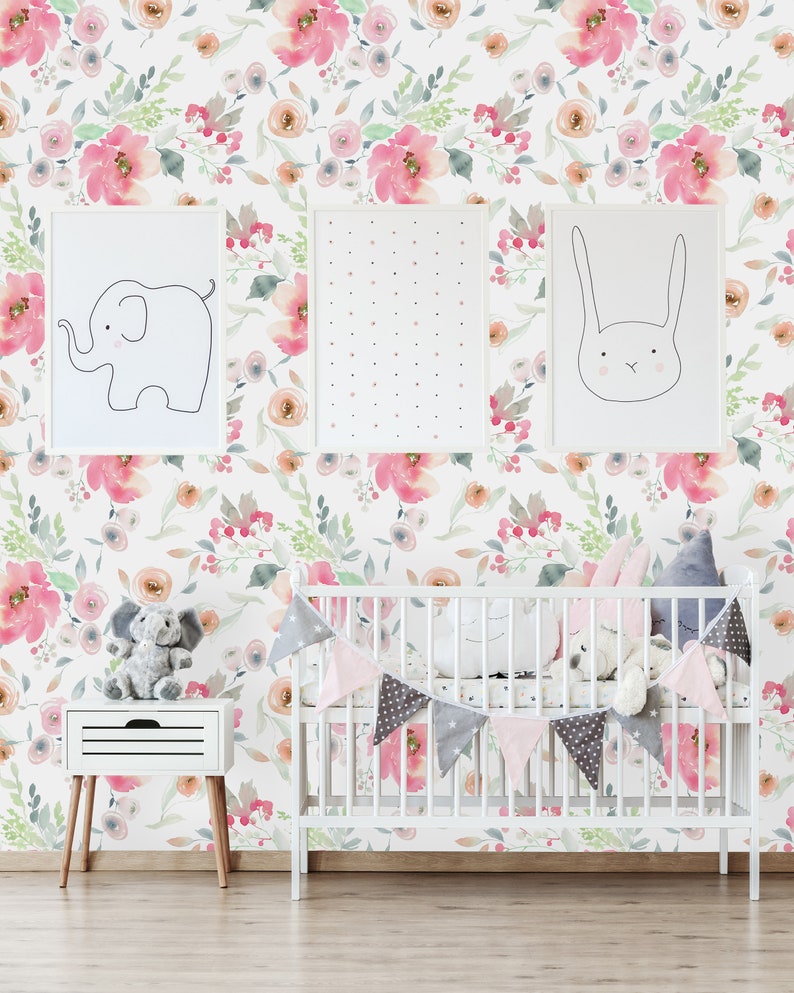 Removable Wallpaper Self Adhesive Wallpaper Pink Peonies Etsy Canada