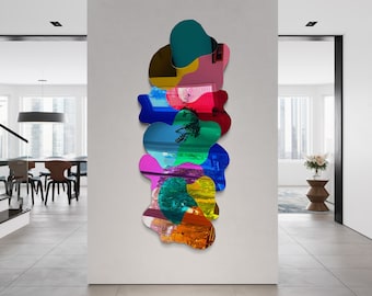 Oversized Mirrored Acrylic Wall Sculpture: Pop Art Home Decor