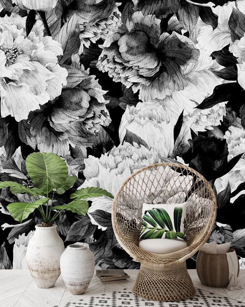 Vintage Black And White Flower Wallpaper - GAMBAR BUNGA
