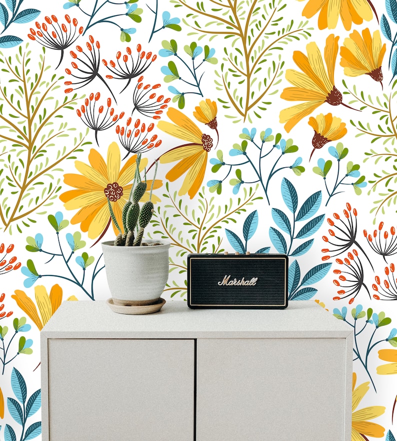 Removable Wallpaper Self Adhesive Wallpaper Boho Spring Etsy Australia