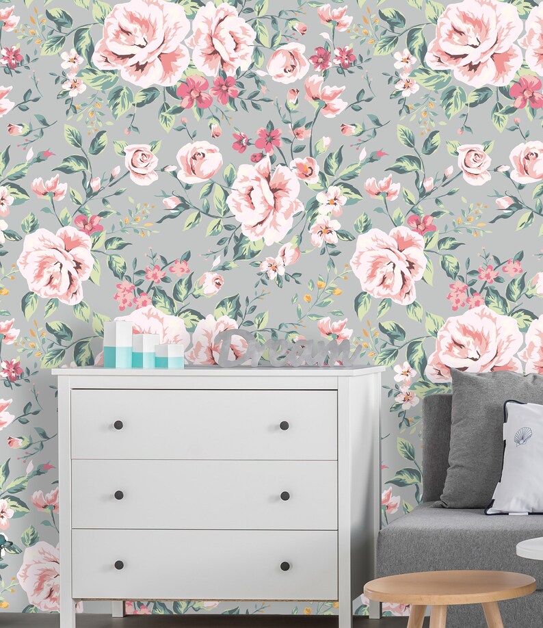Removable Wallpaper Self Adhesive Wallpaper Pink Vintage | Etsy