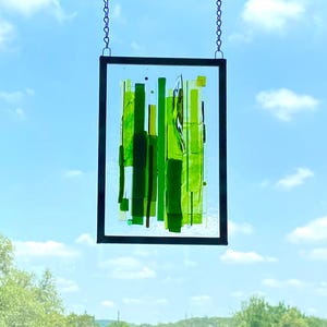 Green Abstract Glass Art