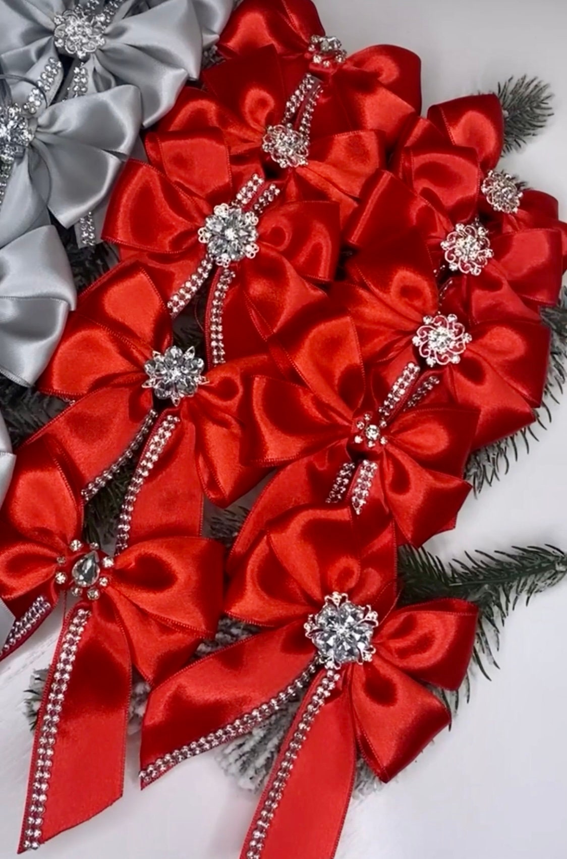 Christmas RED Tree Topper Bows/decorative Christmas Bows Ornaments for