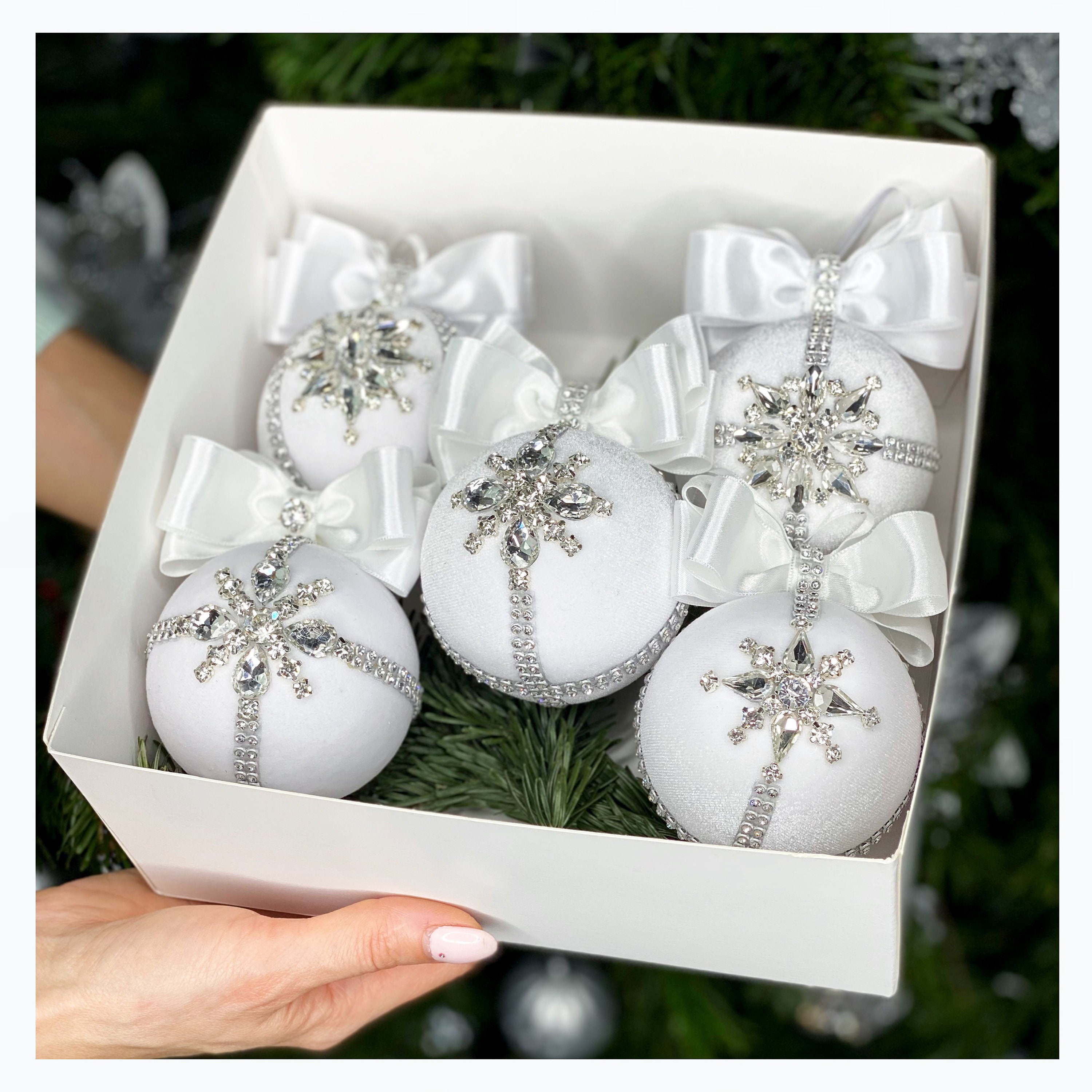 Christmas Ornaments, Christmas Baubles, Rhinestones, Tree Decoration , Rhinestones Ornaments Balls ,