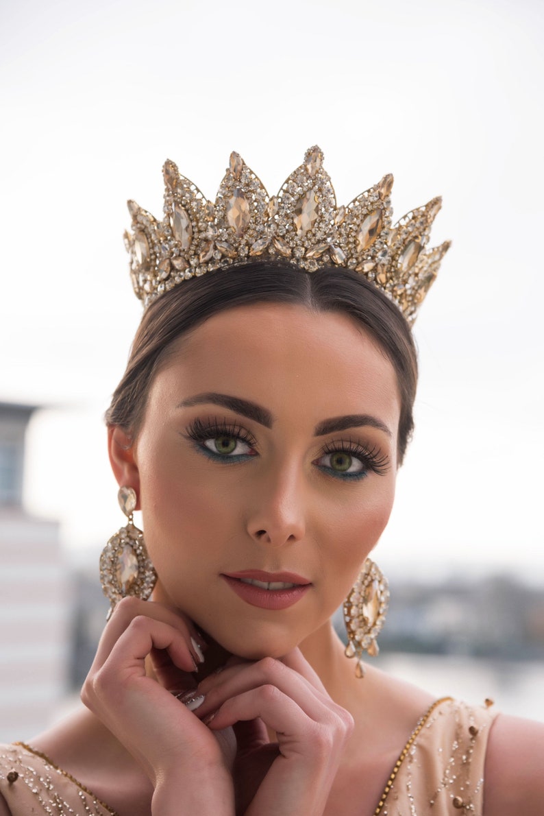 Wedding Gold Crown /crystal Wedding Crown /bridal Gold Crown