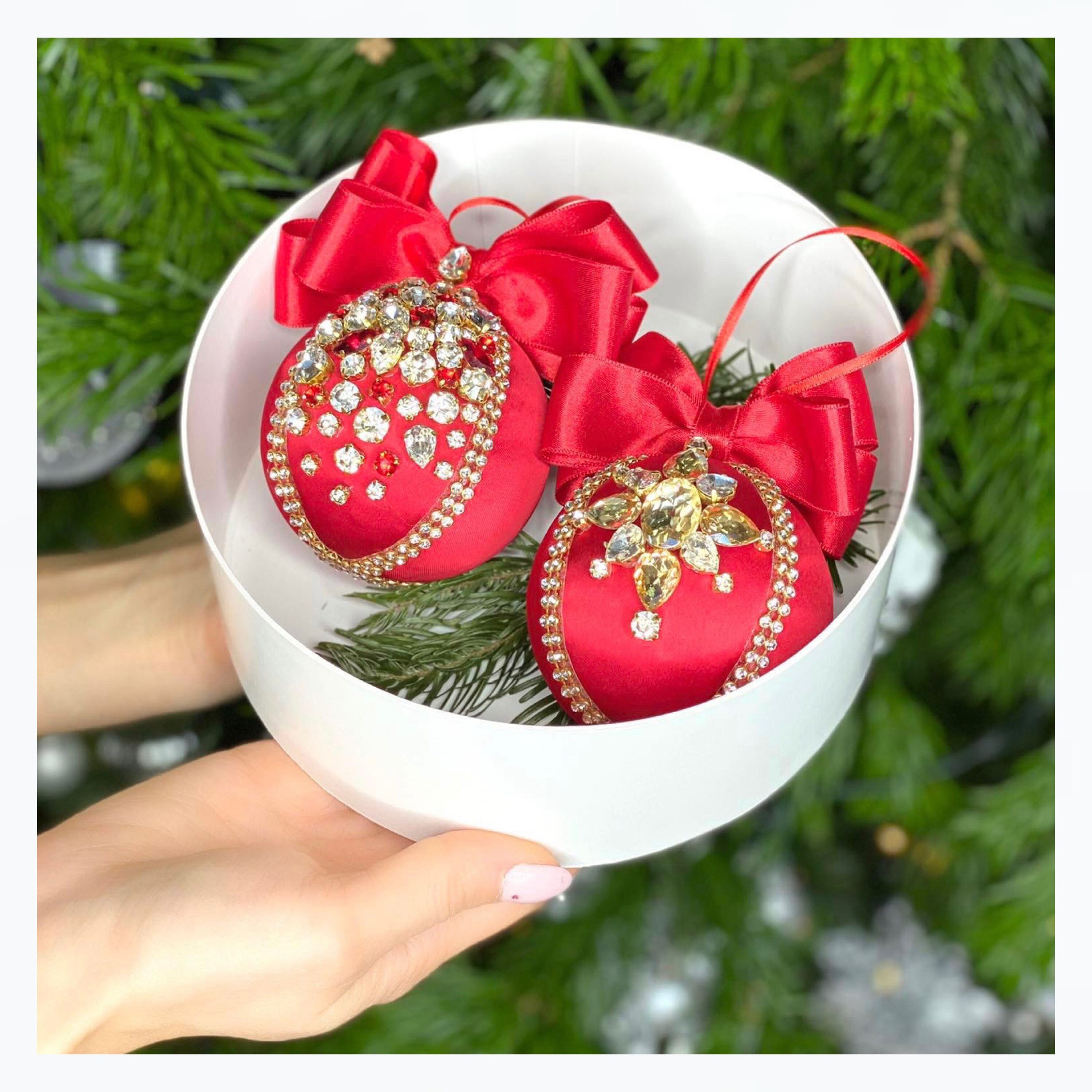 Christmas Ornaments, Christmas Baubles, Rhinestones, Tree Decoration , Rhinestones Ornaments Balls ,