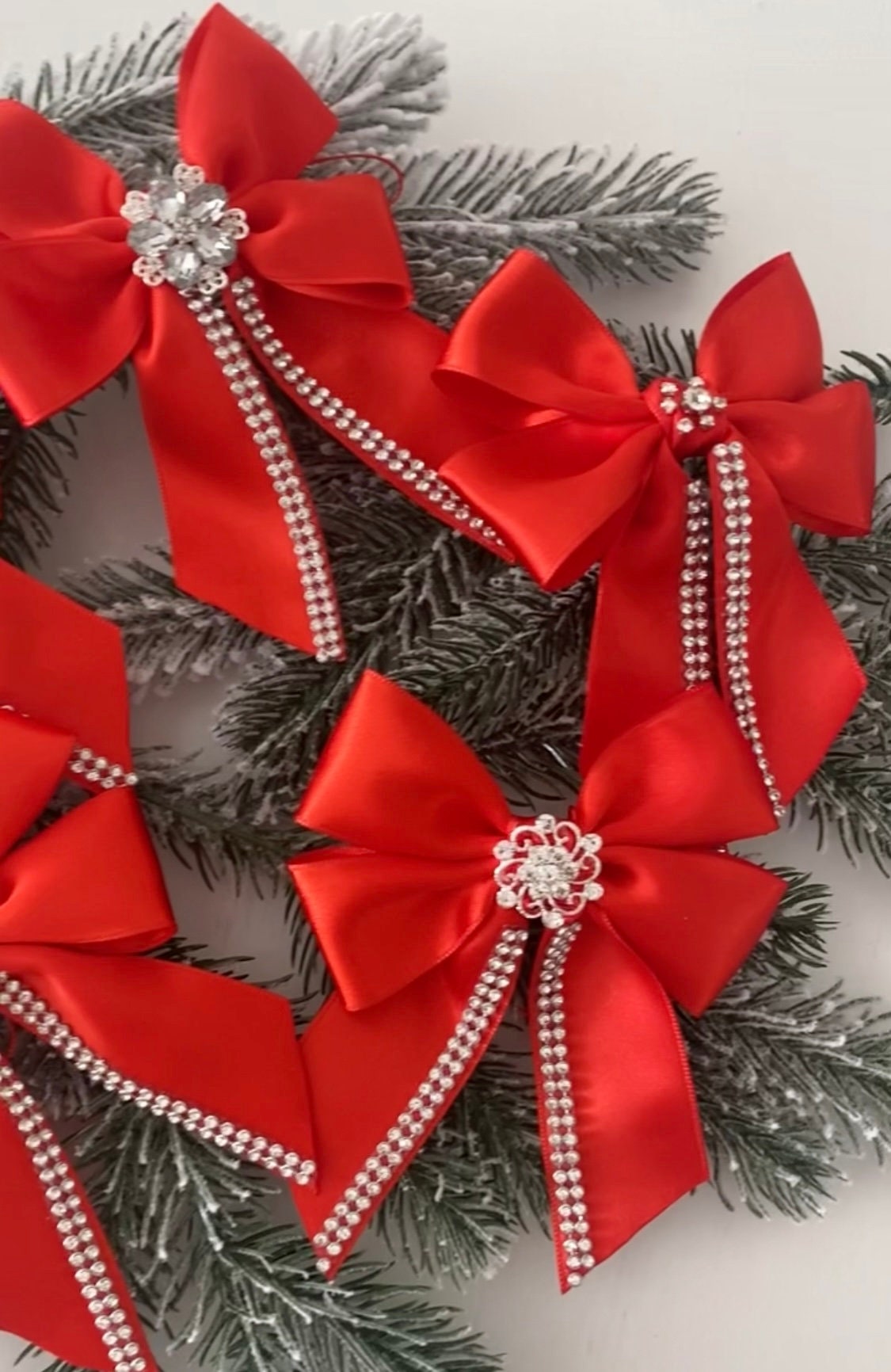 Christmas RED Tree Topper Bows/decorative Christmas Bows Ornaments for