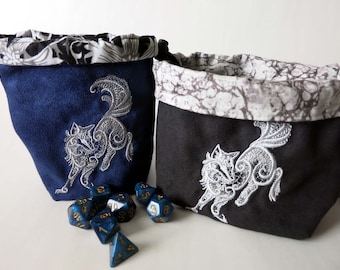 Bolsa de dados bordada reversible personalizable/lobo
