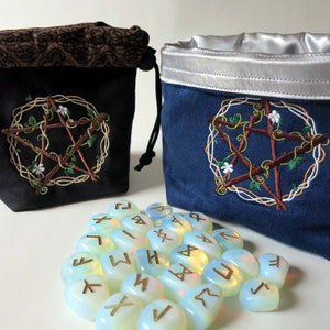 Customizable reversible embroidered dice bag/ pentagram