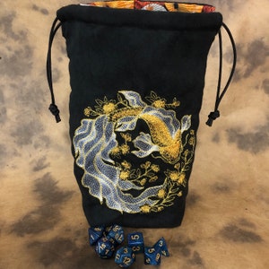 extra large embroidered koi reversible dice bag