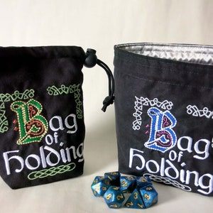 Bag of holding dice bag/ reversible dice bag/ embroidered dice bag