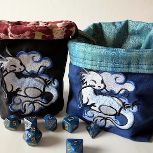 Würfeltasche/bestickte Würfeltasche/asiatischer Drache/Wende-Würfeltasche/Runen-Stein-Tasche/Tarot-Kartenbeutel/Anime Drache/Dungeons and Dragons/D20