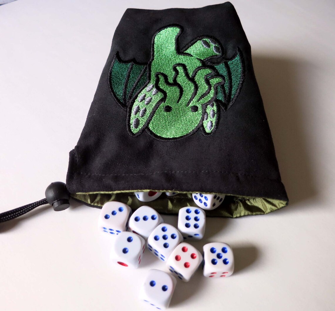Dice bag/embroidered dice bag/ cthulhu/ reversible dice Etsy