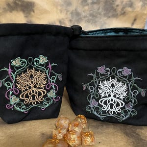 Personalisierbar bestickte Wendewürfel Tasche/ Elfenbaum und Ranken
