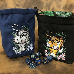 embroidered tiger reversible dice bag/tiger embroidery