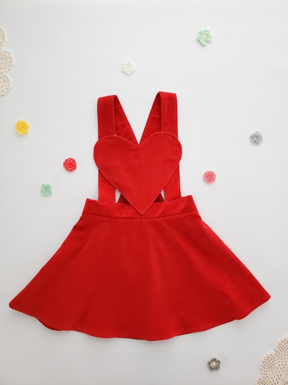 open lace back dress Kimberly Romantic Sweetheart V-Neck Suspender Dress, Red / L
