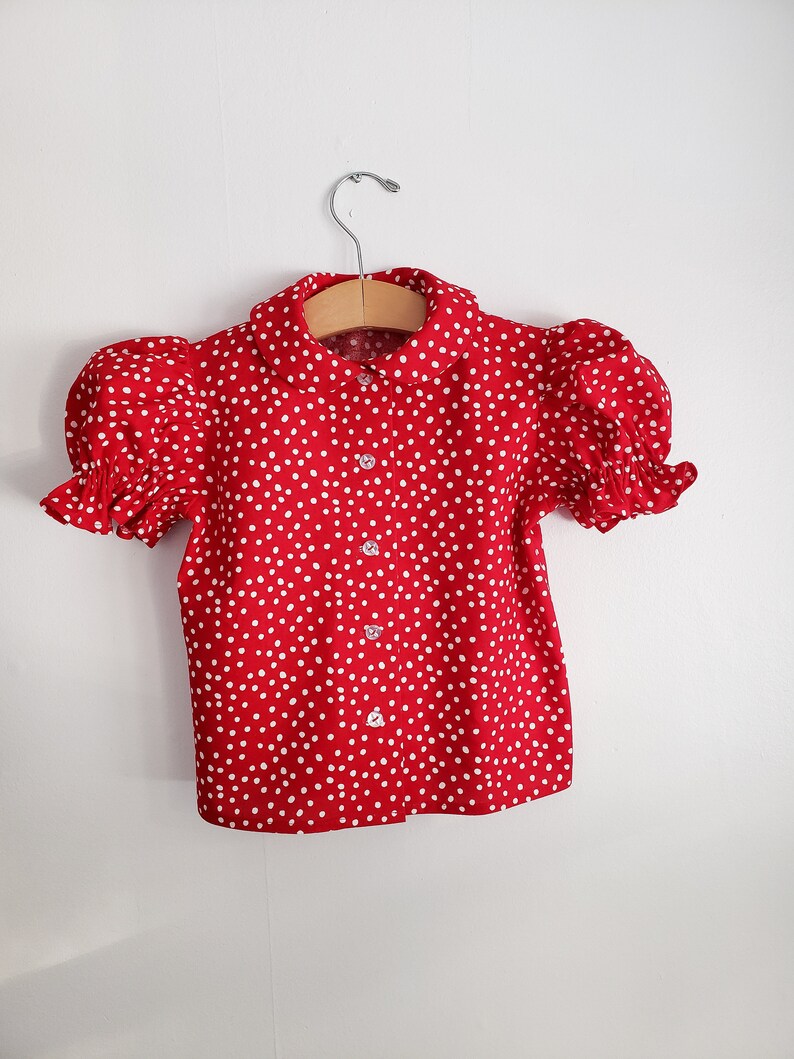 red polka dot shirt womens