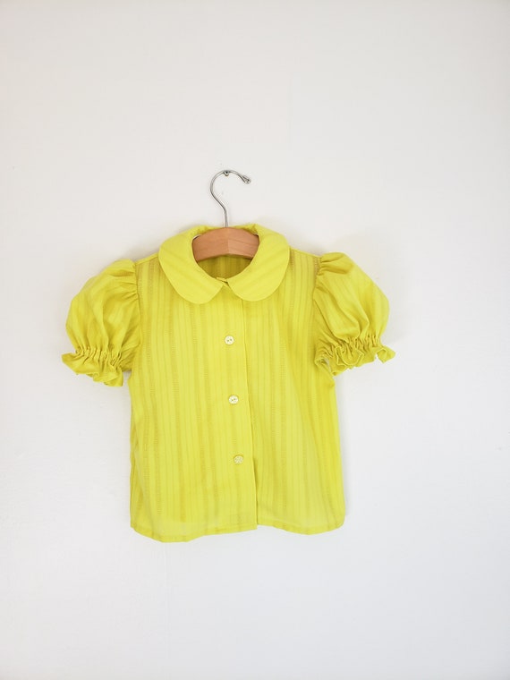 5T Girls Chartreuse Yellow Peter Pan Collar Blouse Shirt / - Etsy