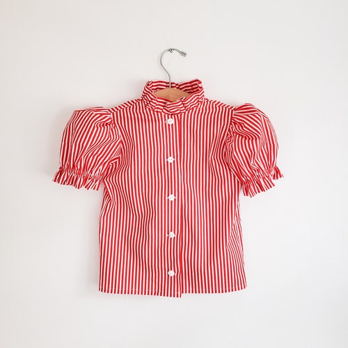 White Ruffle Collar Shirt With Puff Sleeves for Toddler Girls Etsy