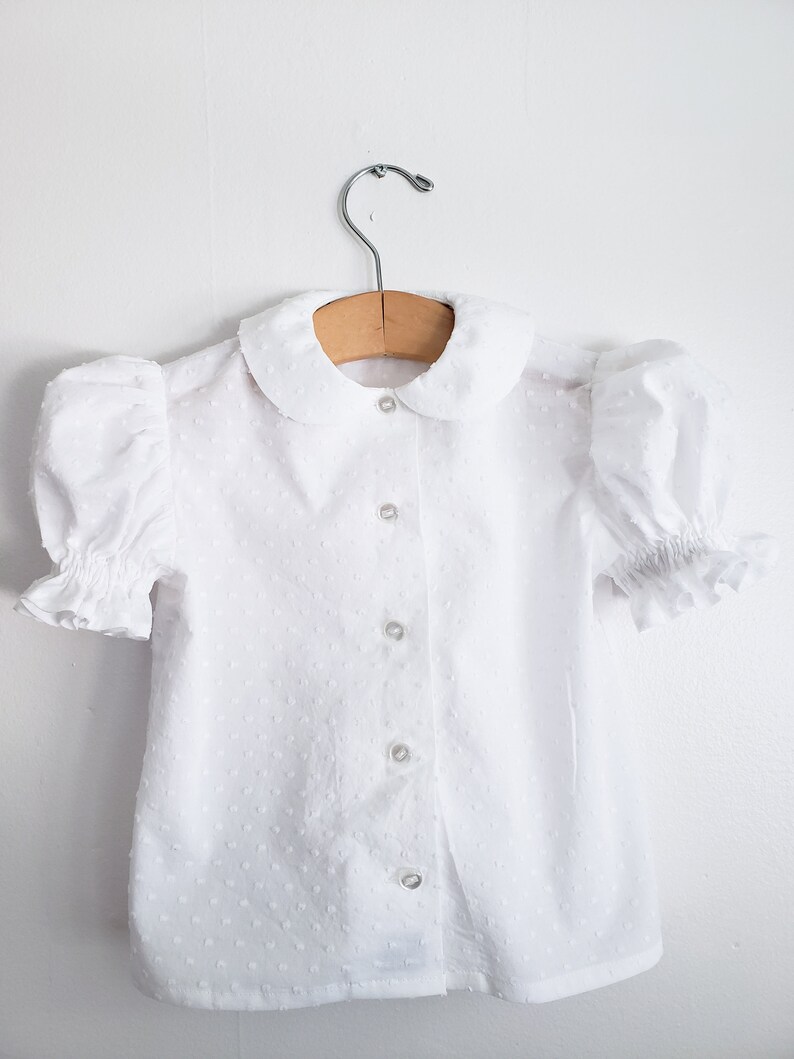 Simple White Peter Pan Collar Long Shirt Puff Sleeve