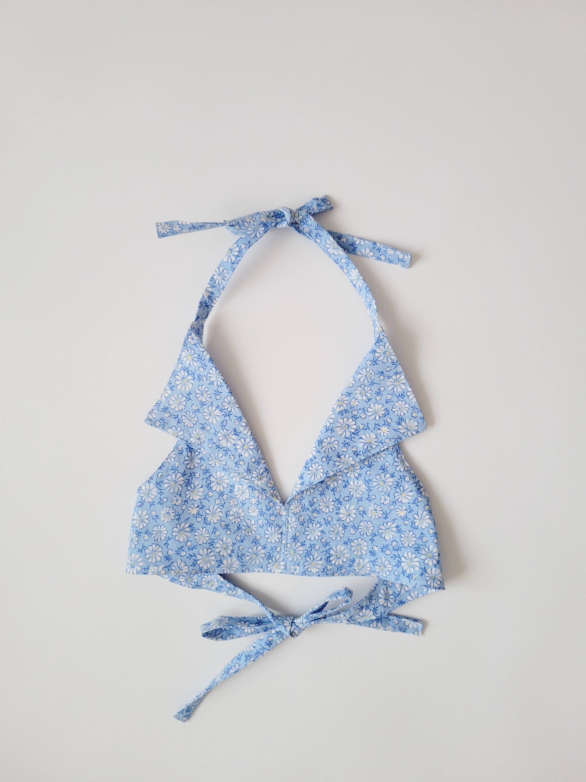 Daisy Print Halter Crop Top: 70s Inspired Boho Girls Shirt