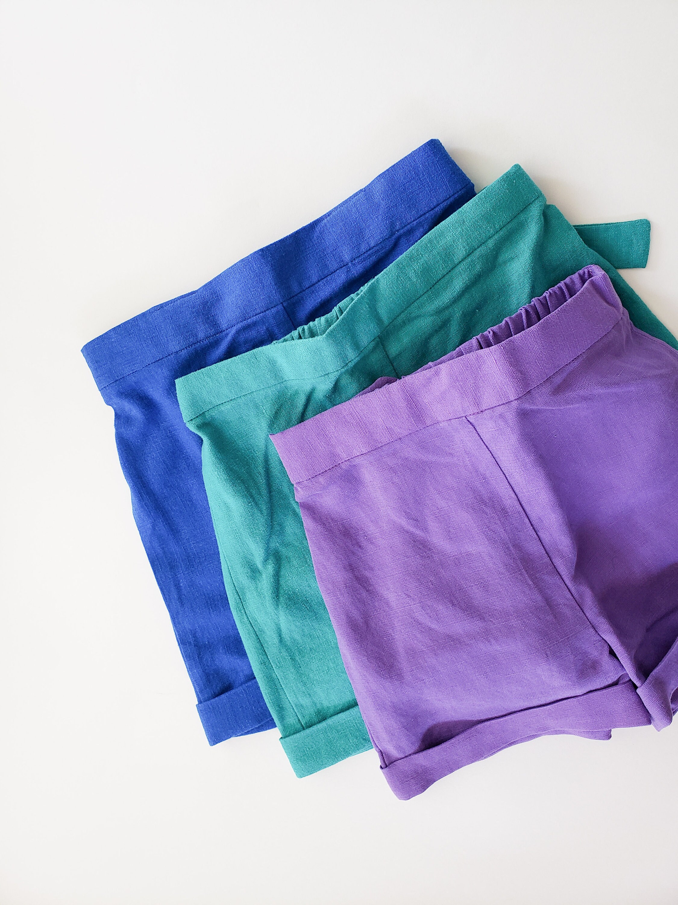 Royal blue suspender shorts for toddler girls linen cuffed Etsy