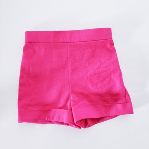 Hot Pink Linen Shorts for Toddler Girls Highwaisted Cuffed - Etsy