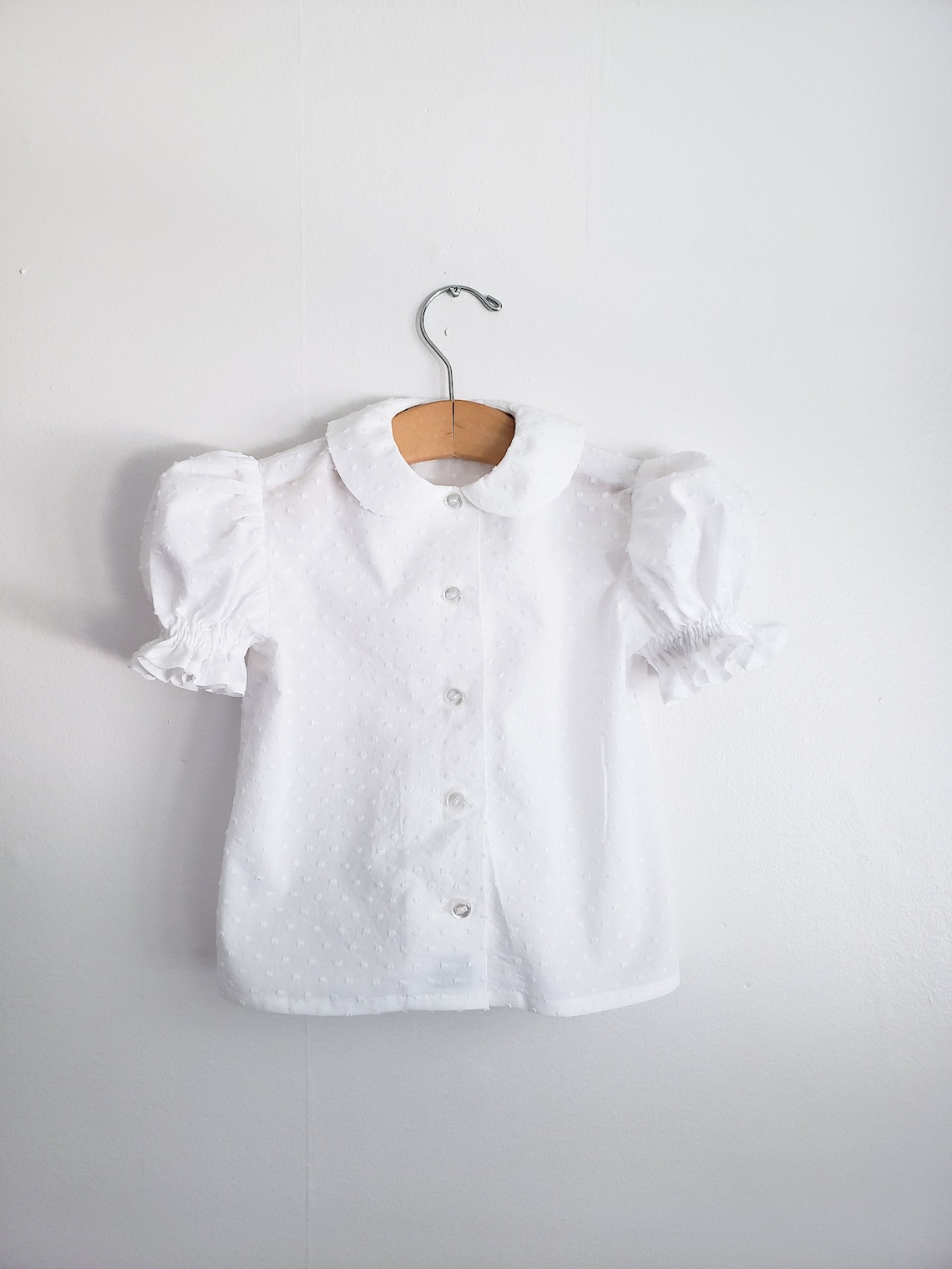 White Peter Pan Collar Shirt With Puff Sleeves for Toddler Etsy UK