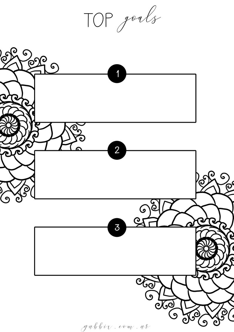 Printable Coloring Mandalas Undated Perpetual Planner Bullet | Etsy