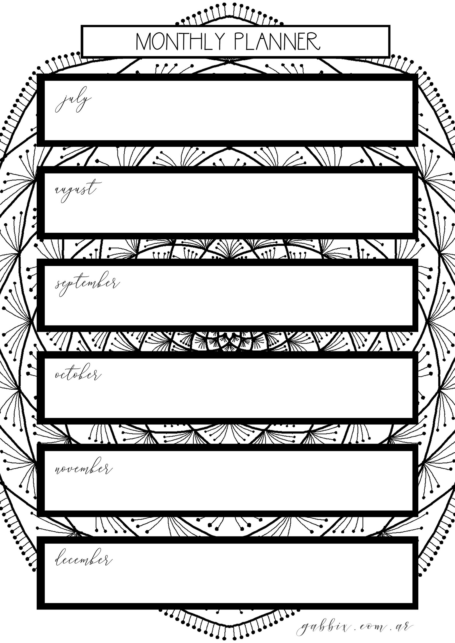 Printable Coloring Mandalas Undated Perpetual Planner Bullet | Etsy