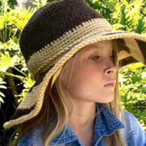 EASY CROCHET PATTERN Sun Hat Large Brim Hat Beach Hat Floppy Hat Women's Hat Girls Boho Hat Lynlee Sun Hat Ava Girl image 2