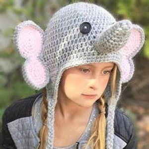 Easy CROCHET PATTERN - Elephant Hat - Earflap - Animal Hat - Ellie the Elephant Hat - Ava Girl Patterns