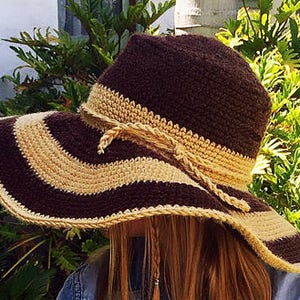 EASY CROCHET PATTERN Sun Hat Large Brim Hat Beach Hat Floppy Hat Women's Hat Girls Boho Hat Lynlee Sun Hat Ava Girl image 1