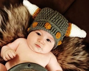 Easy EASY CROCHET PATTERN - Baby Viking Hat - Viking Helmet - Thor the Viking Hat - Ava Girl Patterns