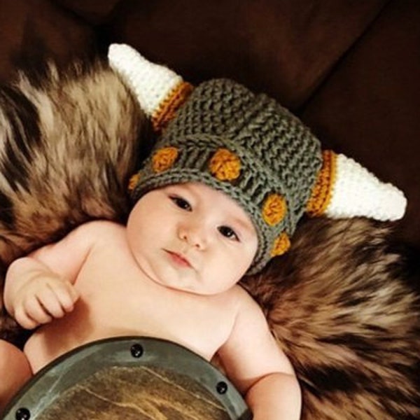 Easy EASY CROCHET PATTERN - Baby Viking Hat - Viking Helmet - Thor the Viking Hat - Ava Girl Patterns