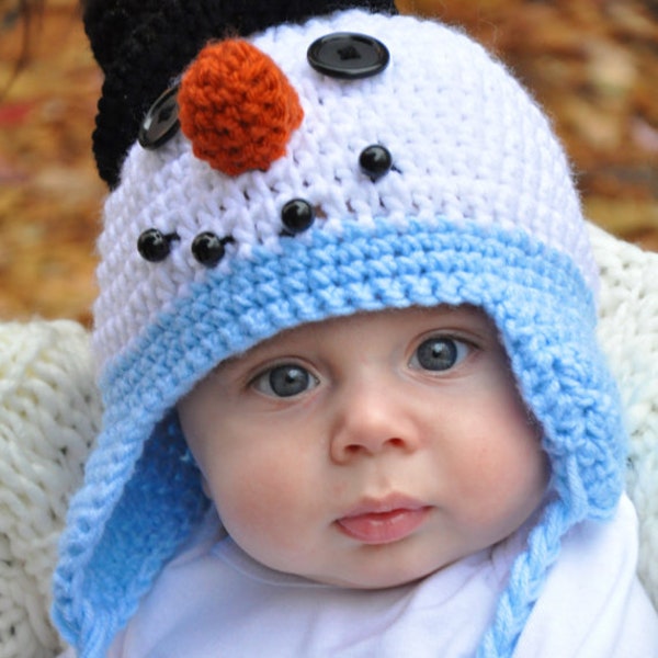 EASY CROCHET PATTERN - Snowman Hat - Christmas Hat - Photo Prop Hat - Noel the Snowman Hat - Ava Girl Patterns