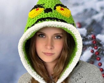 EASY CROCHET PATTERN - Grinch Hood - Christmas Hat - Holiday Hats -  Child to Adult - 3 Sizes - Ava Girl Patterns