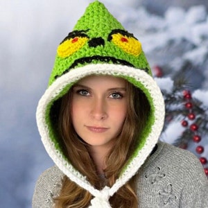 EASY CROCHET PATTERN - Grinch Hood - Christmas Hat - Holiday Hats -  Child to Adult - 3 Sizes - Ava Girl Patterns