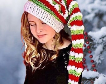 EASY CROCHET PATTERN - Elf Hat - Christmas Hat - Yuletide Elf Hat - Baby to Adult Elf Hat Crochet Pattern - Pixie Hat - Ava Girl Patterns